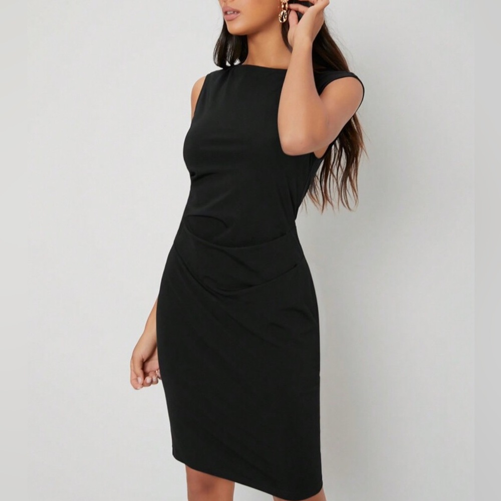 dressbarn Chic Black Mini Dress with Red Accents